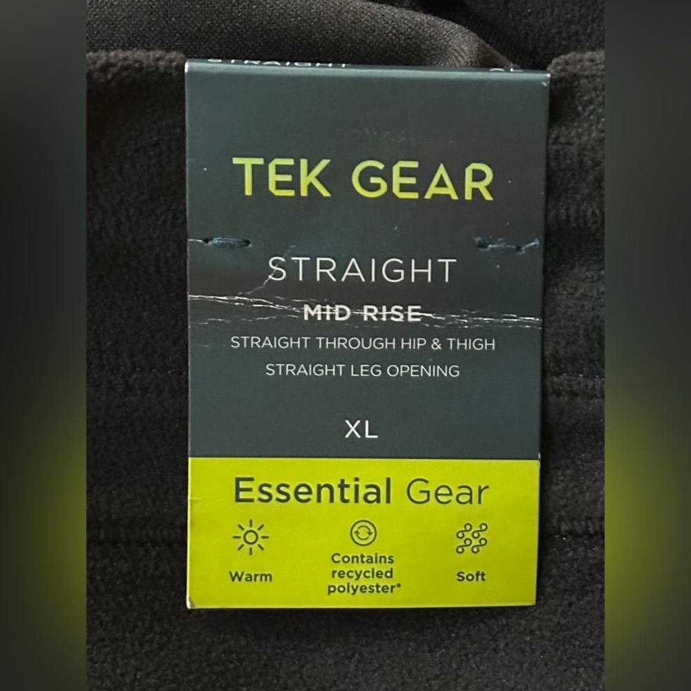 NWOT Tek Gear Fleece Black Straight Mid-Rise Pants XL - Picture 10 of 11